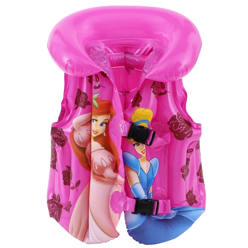 Comfortable inflatable pvc kid life vest with cute cartoon printing life jacket