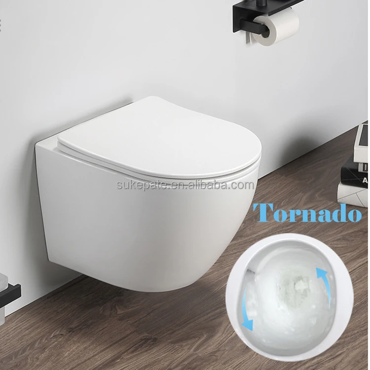 European 360 degree tornado hanging toilet tornado flush wc wall mounted washdown p trap ceramic round commodes wall hung toilet