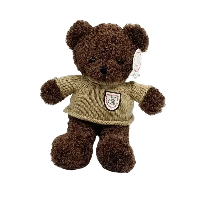 hot sale cheap price light brown and dark brown beautiful classic plush teddy bear