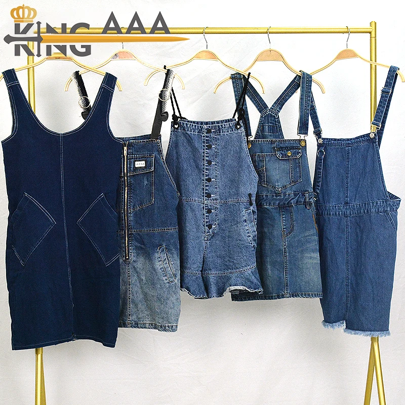 Indonesia clothes bales second hand denim jeans suspender skirt casual dress for woman