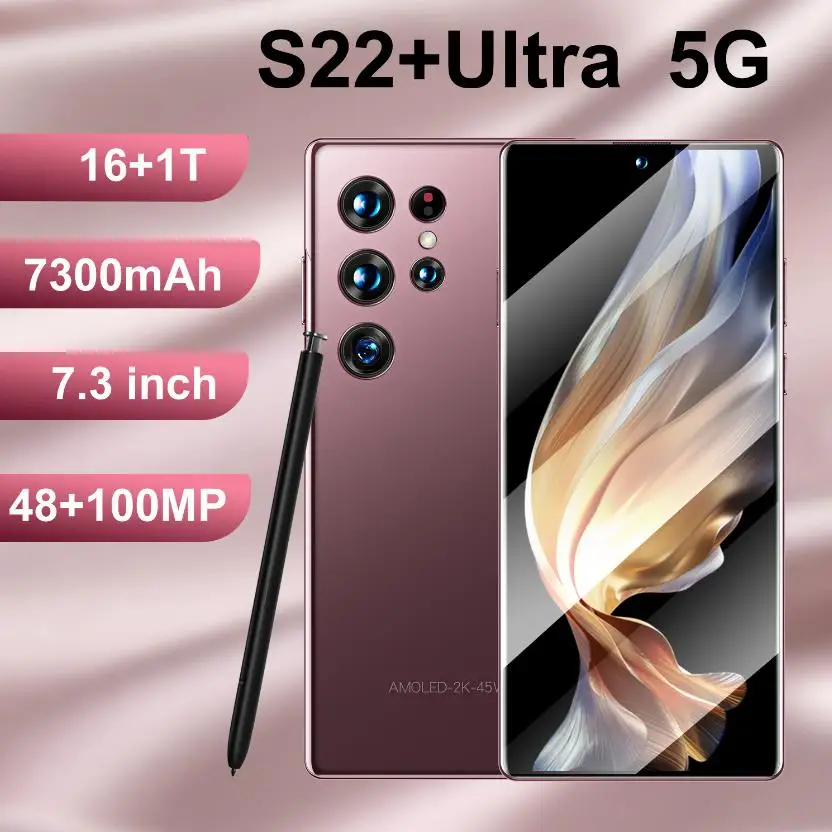 Hot Selling S22 ULTRA original 16GB+1TB 48MP+108MP face unlock full Display Android 12 Cell Phone Smart Mobile Phone