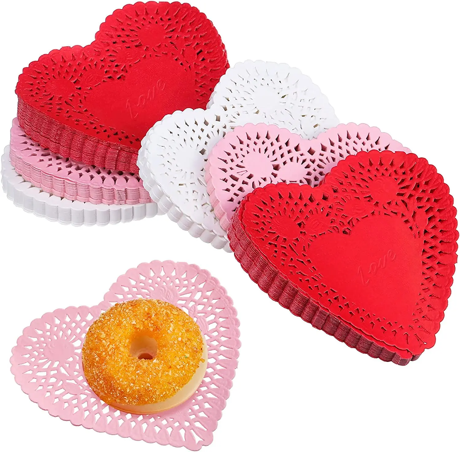 wedding heart doilies lace paper doilies  colourful