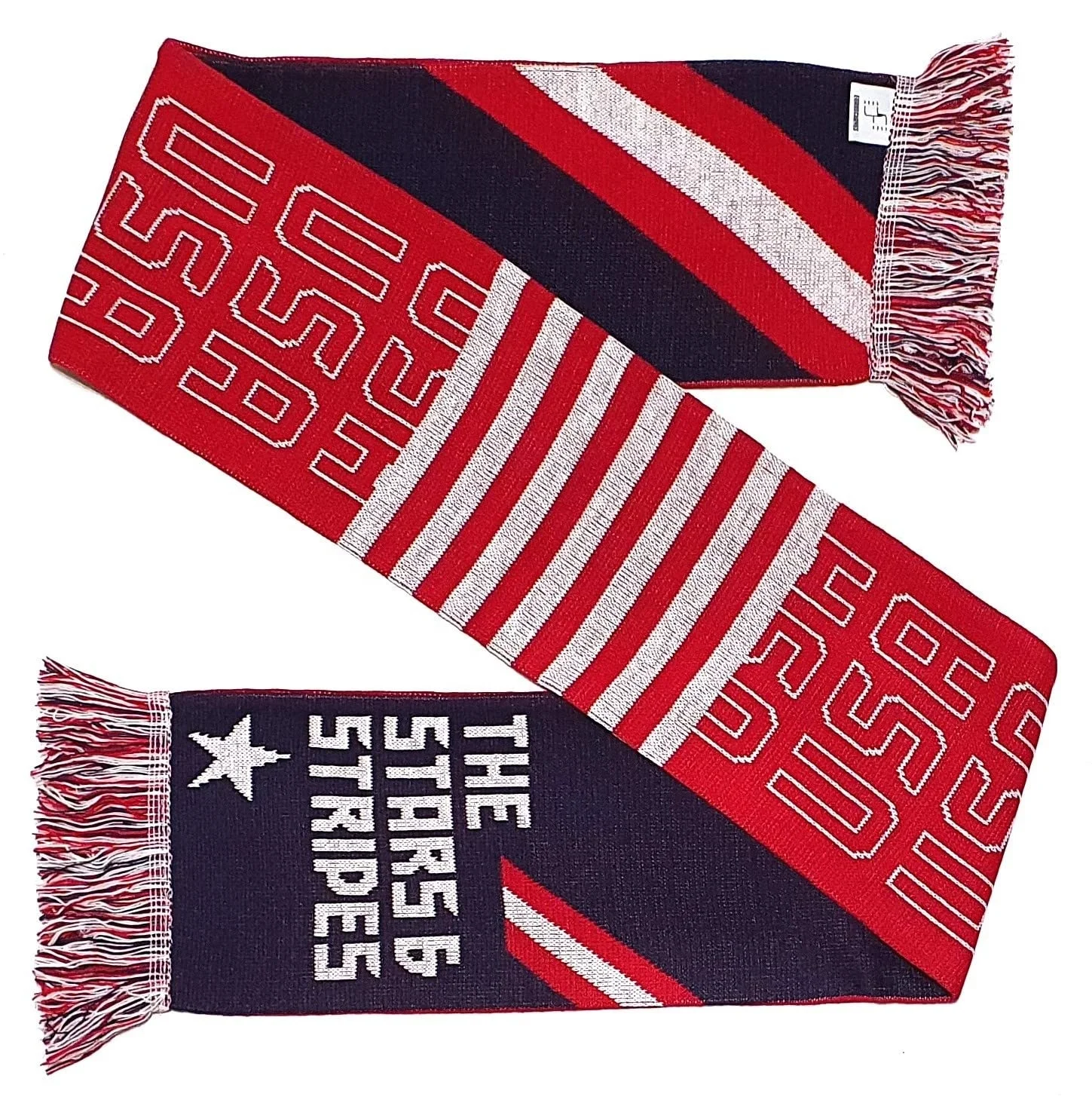 Wholesale Customized Logo Football Fans Sport Team Decorative Soft Material Two Sides Winter Scarf Acrylic Knitted Scarf