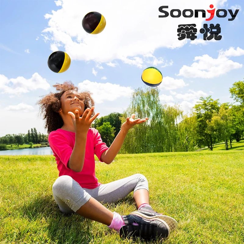 New Design Durable Soft Pu Leather Juggling Ball Custom Colorful Packaged Juggling Balls Set Fun Games For Adults Kids