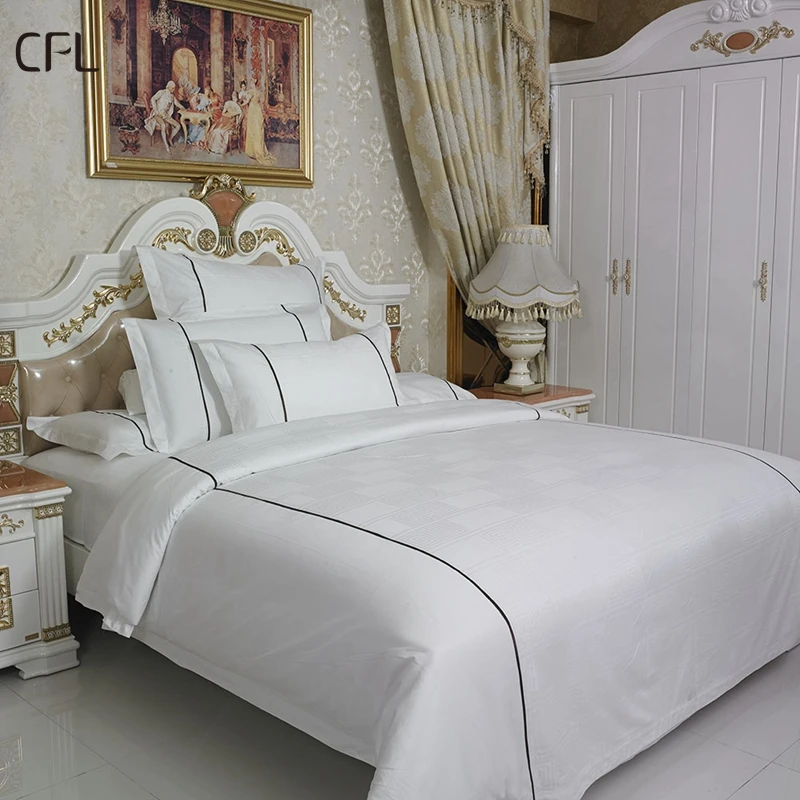 cotton satin comforter customized  hotel bedding sets jacquard white  bed linen