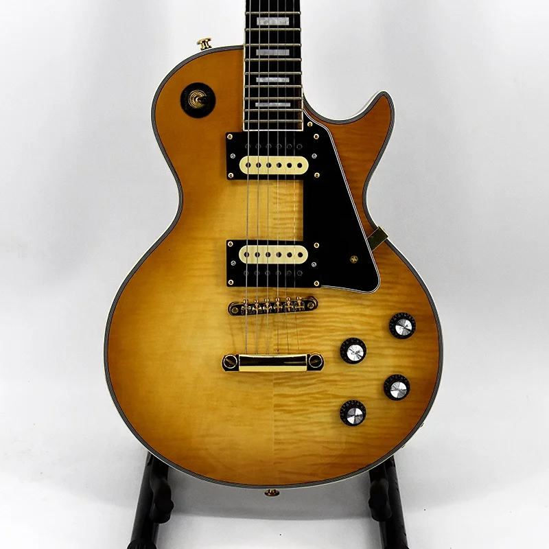 Krait 6 string electric guitar flame maple top brown color mahogany body mahogany neck OEM guitar factory outlet