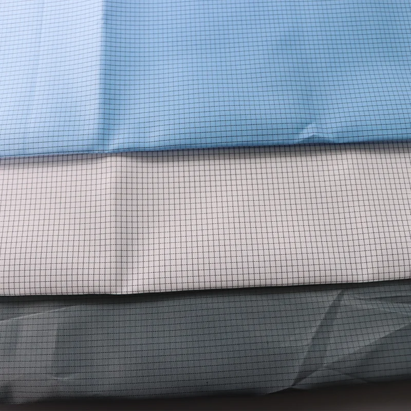 Factory Wholesale Washable Dust-proof Anti-static Polyester fabric with Black Carbon Fiber Conductive Yarn