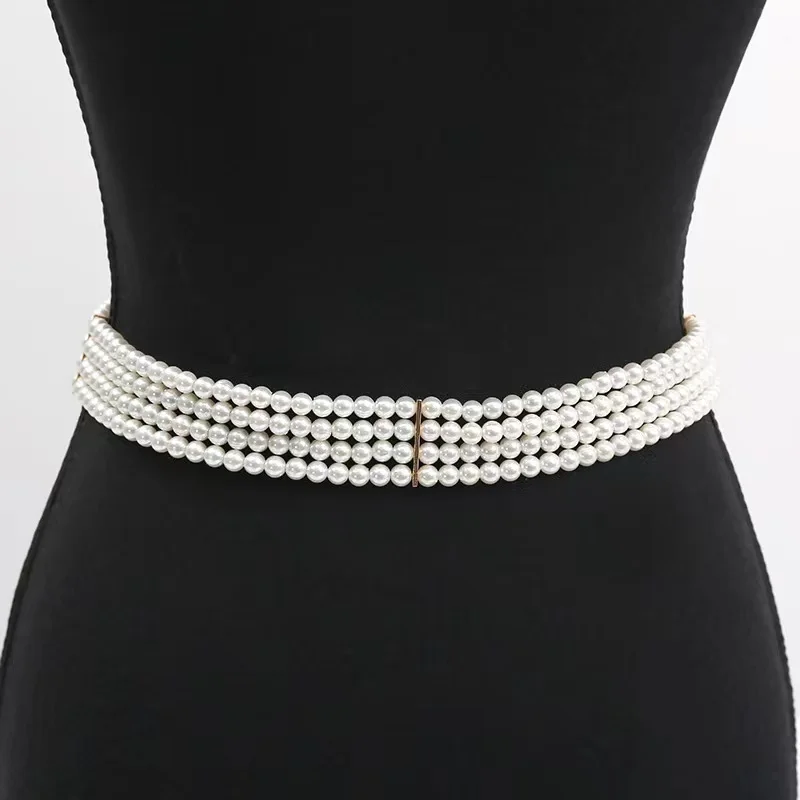 Hot sale  pearl rhinestone sunflower buckle with dresses women pearl belt