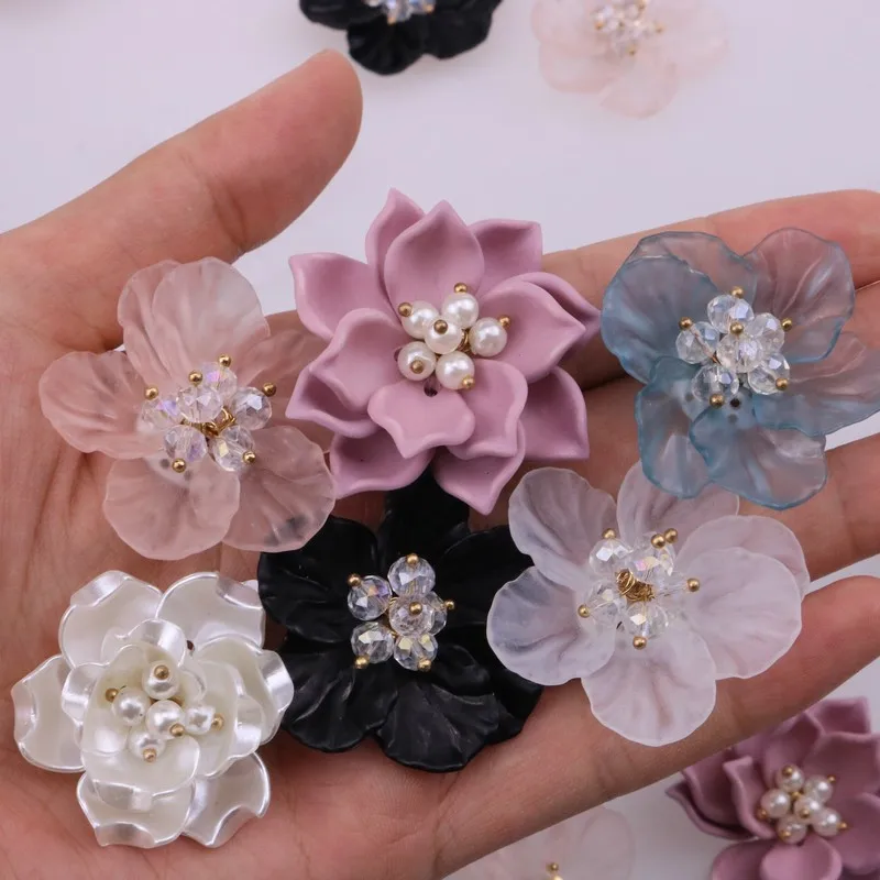 New Fashion Transparent Big White Flower For Women Jewelry Elegant Gift  Bijoux For clothing  hats bags shoes