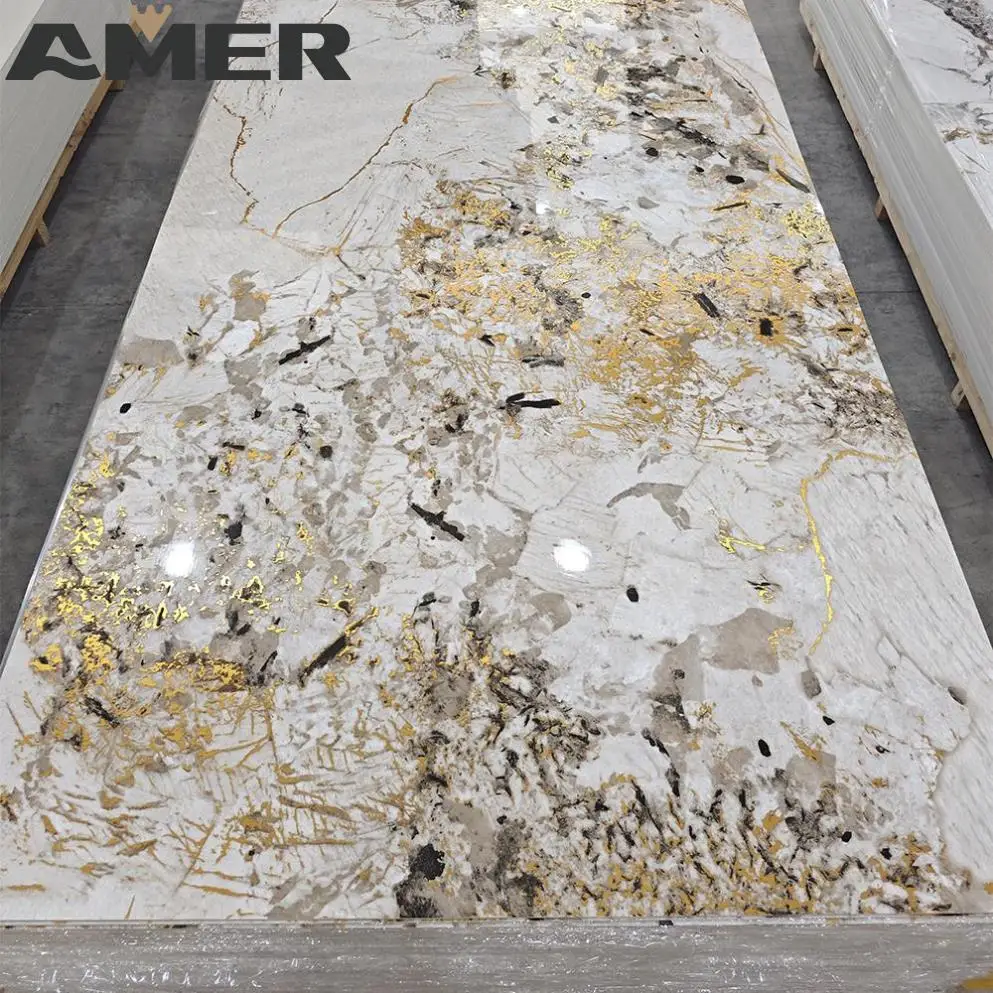 Amer OEM wholesale New Design High Glossy Flexible PVC Marble Sheet PVC wall panel