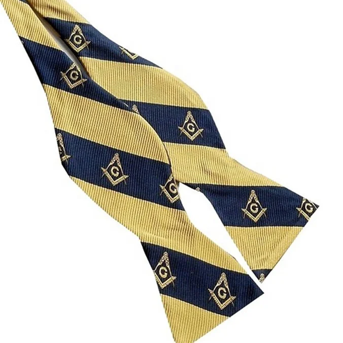 High Quality 100% Handmade Silk Jacquard Woven Mens Custom Self Masonic Bowtie