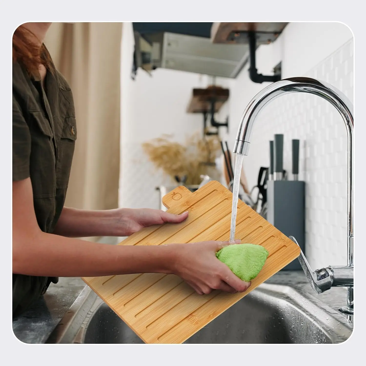 Custom-Size Bamboo Wood Index Cutting Board Set 3 Piece Book Shape Chopping Boards Stand Eco-friendly Style Laser Logo Square