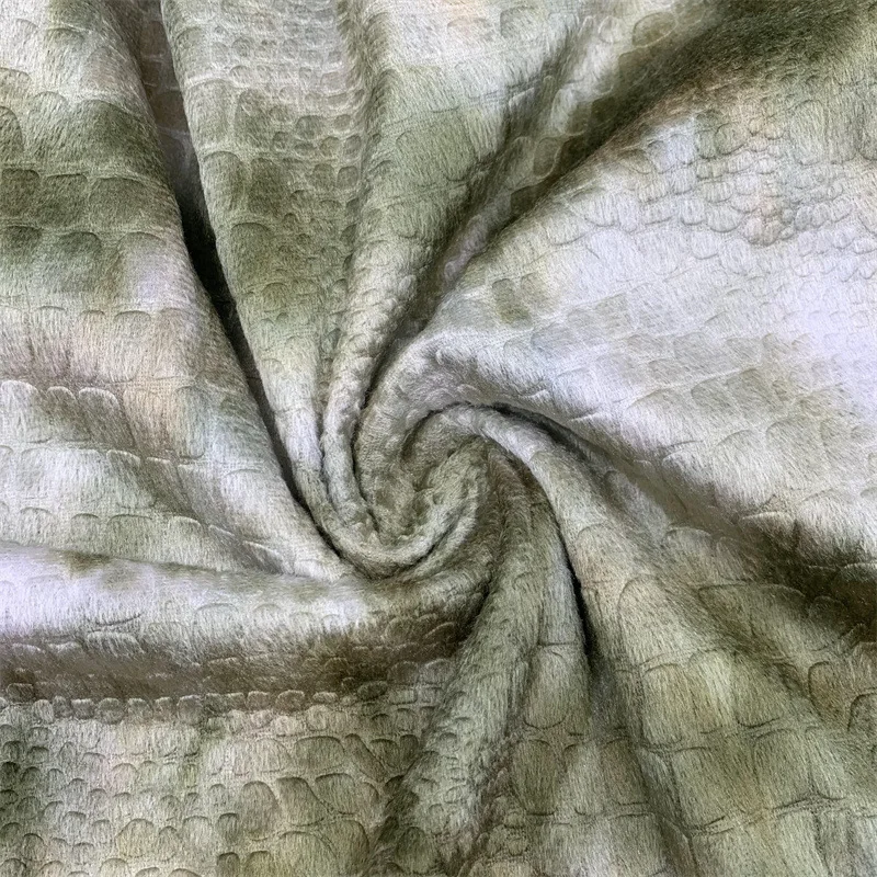 Tie-dye embossed rabbit short plush cloth fabric autumn winter clothing fabric crocodile turtle dinosaur plush fabric