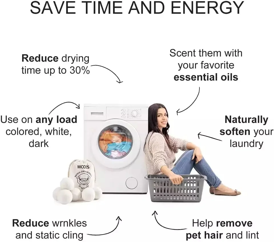 2023 New Trending USA private label Organic 100% Natural Wool Dryer Balls for Laundry Washing Machine