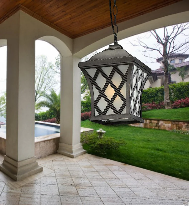 European Style Indoor and Outdoor Use Antique Hang Vintage Lampwaterproof outdoor resemble wood pendant aluminumlight