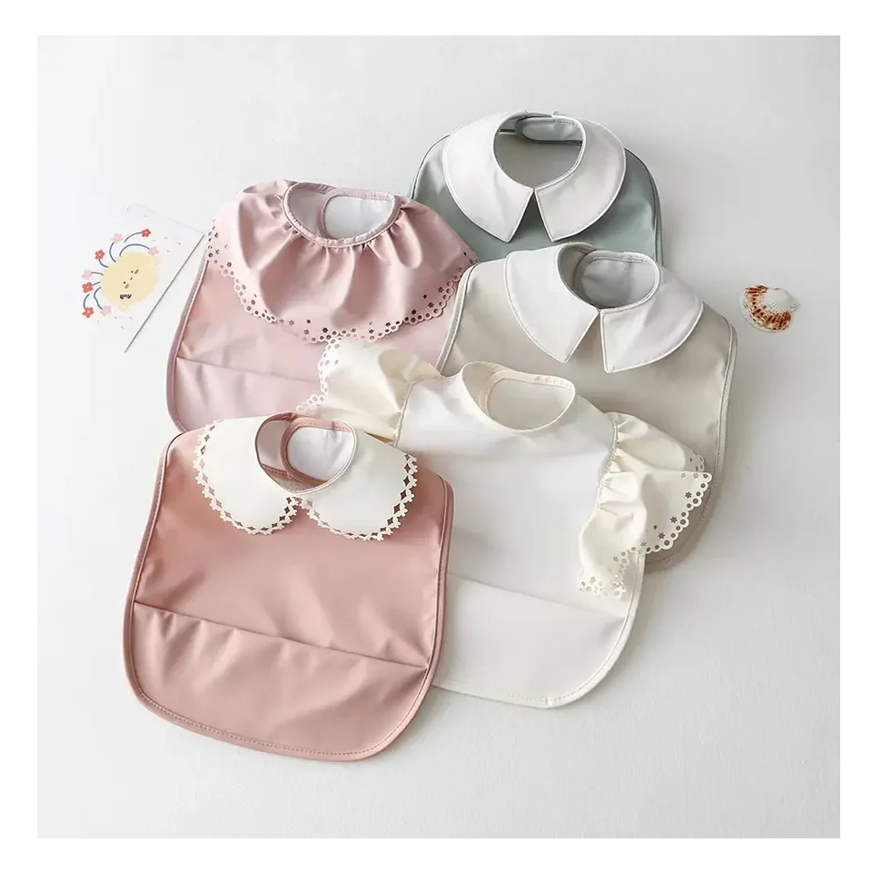 Natucare BSCI Baby Boy And Girls Polyester PU Smock Apron Bib Waterproof Baby Feeding Bibs