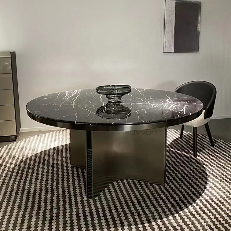 High level Classic Modern Dining Room Furniture white marble ROUND dining table
