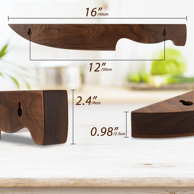 Kitchen Tools Multifunctional Kitchen Household Knife Holder Tableware Storage Rack Walnut Wooden Knife Rest
