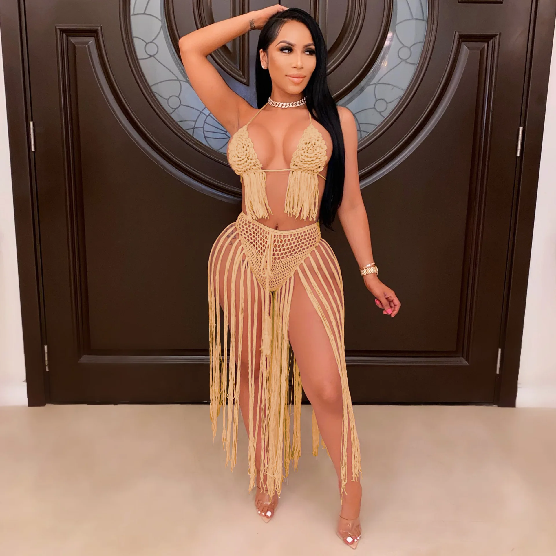 Womens Swimwear  Bathing Suits Wholesale  Pleated Mini Biquinis Extreme Micro Crochet Bikini