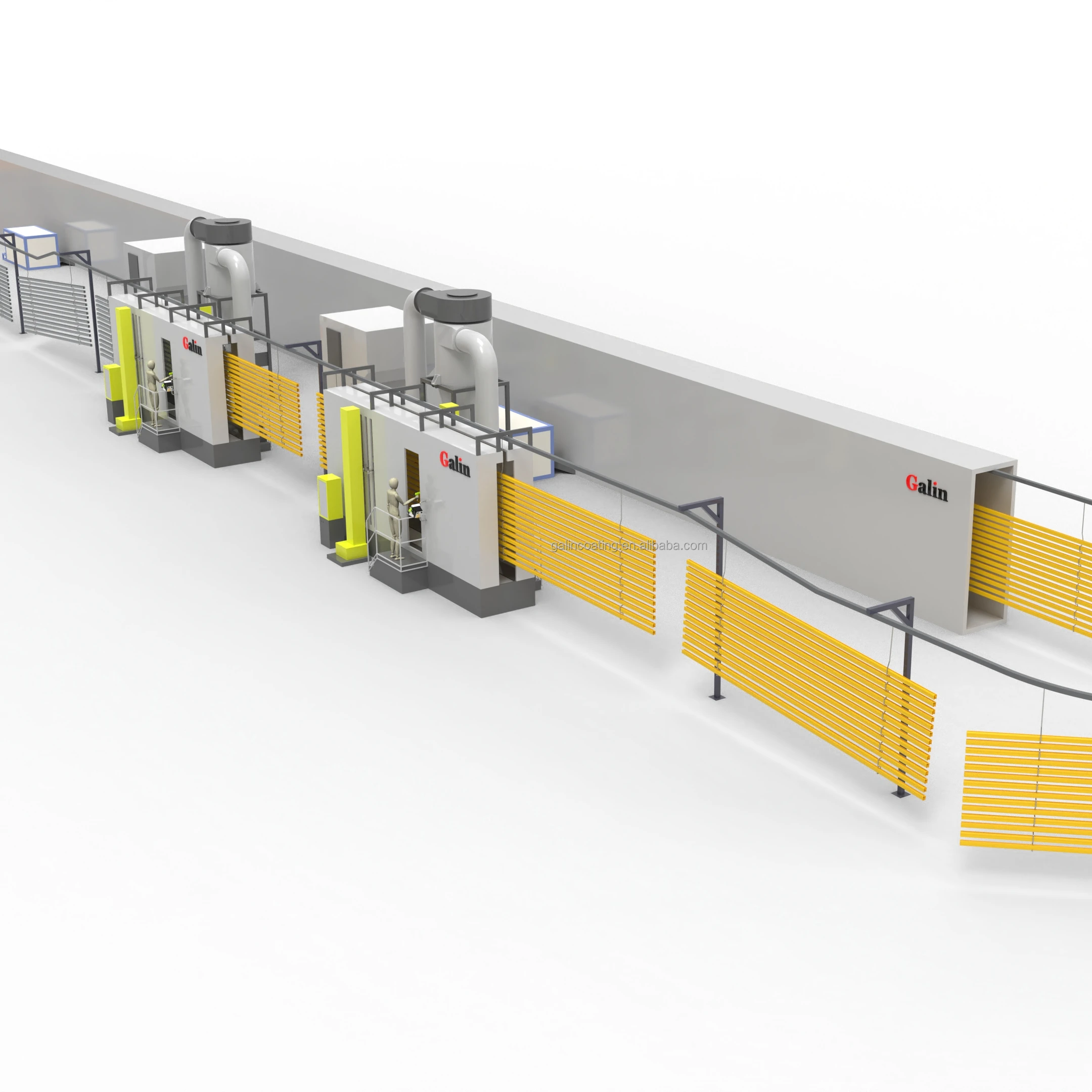 Linea/Sistema/Cabina/Horno de recubrimiento automatico en polvo para rociar perfiles de aluminio