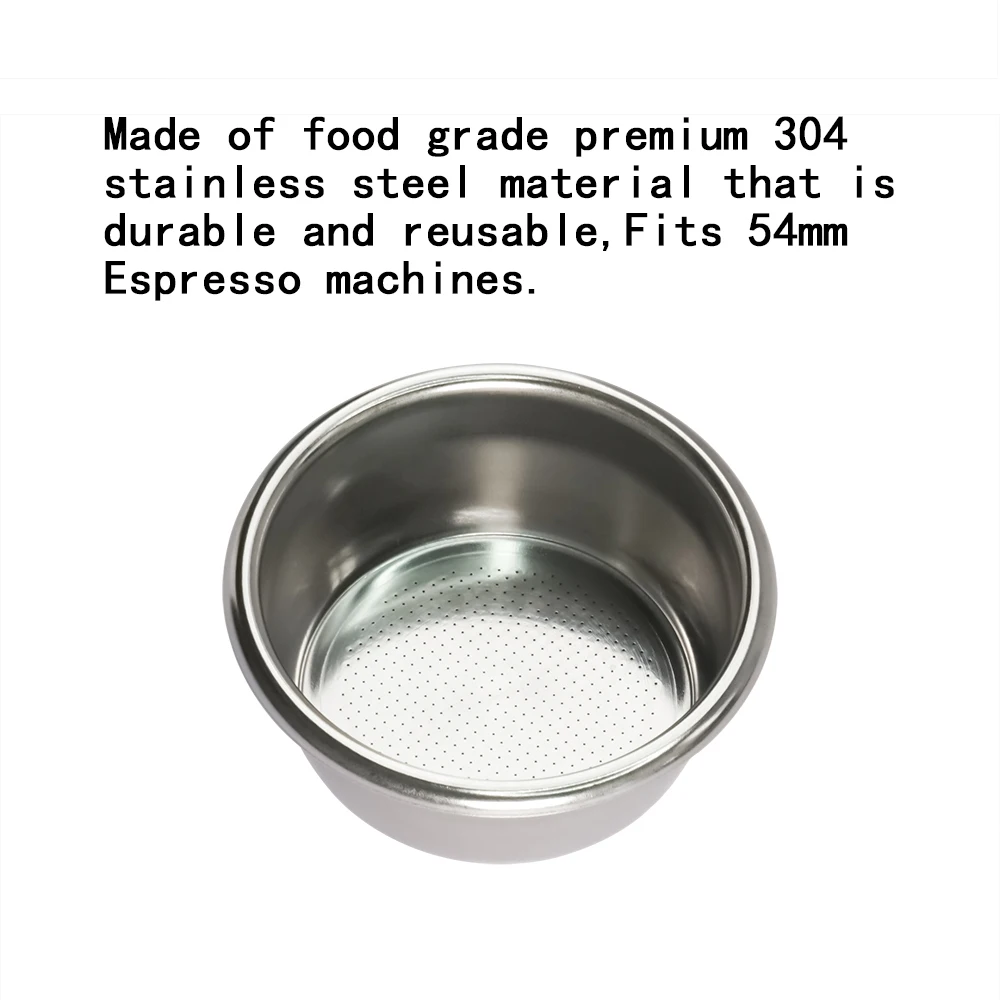 Customized 1PCS 54mm 2-Cup Coffee Filter Basket Stainless Steel Portafilter Container Reusable Washable Basket