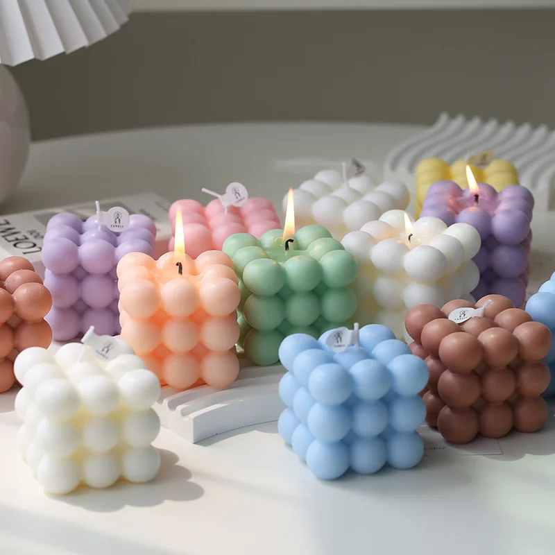 UKIQUEEN Wholesale Incense burners High Quality Delicate Cube Scented Soy Wax Paraffin Bubble Candle