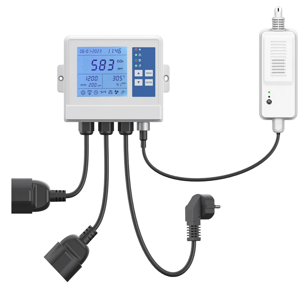 Customized TUYA WIFI APP EU/US/AU Plug Mushroom Farm Growing CO2 Levels Temperature Humidity Control Digital Co2