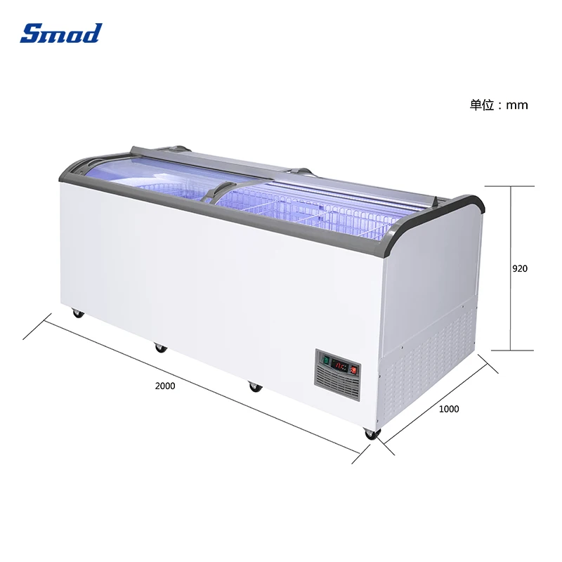 Smad 1000L Big Capacity Double Sides Sliding Door Chest Freezer For Supermarket