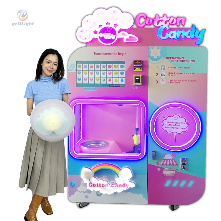 Latest Mg320 Snack Cotton Machines Cotton Candy Digital Vending Machine Self Cotton Candy Automatic Production Line