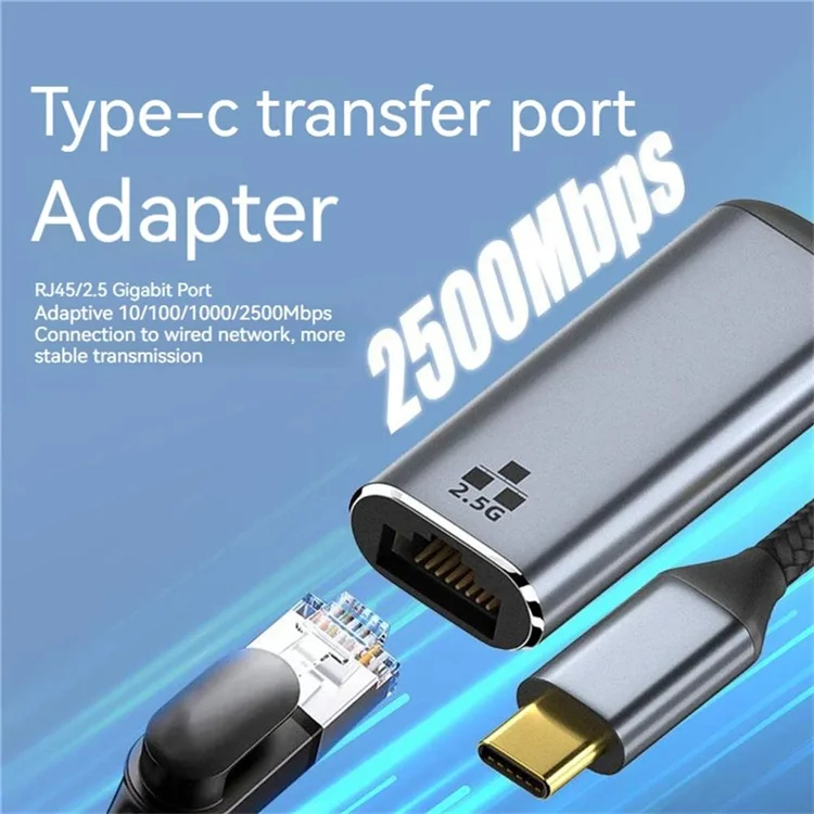 2500Mbps 2.5G USB C Ethernet Adapter 2.5 Gigabit Type C to Lan RJ45 Network Card for MacBook iPad Pro USB 3.0 Adapter