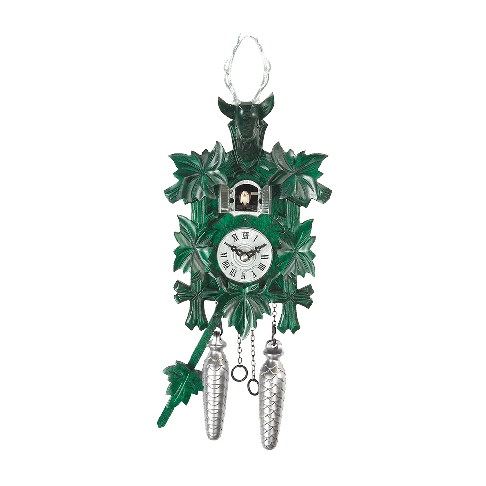 Оптовая продажа сделано в Германии традиционные часы с 5-листовой кукушкой Черного Леса оленем зеленом цвете для