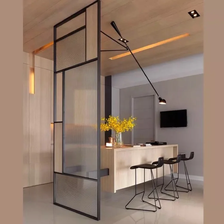 
YDX Simple Stainless Steel Room Divider With Glass For Home/Hotel/Office 