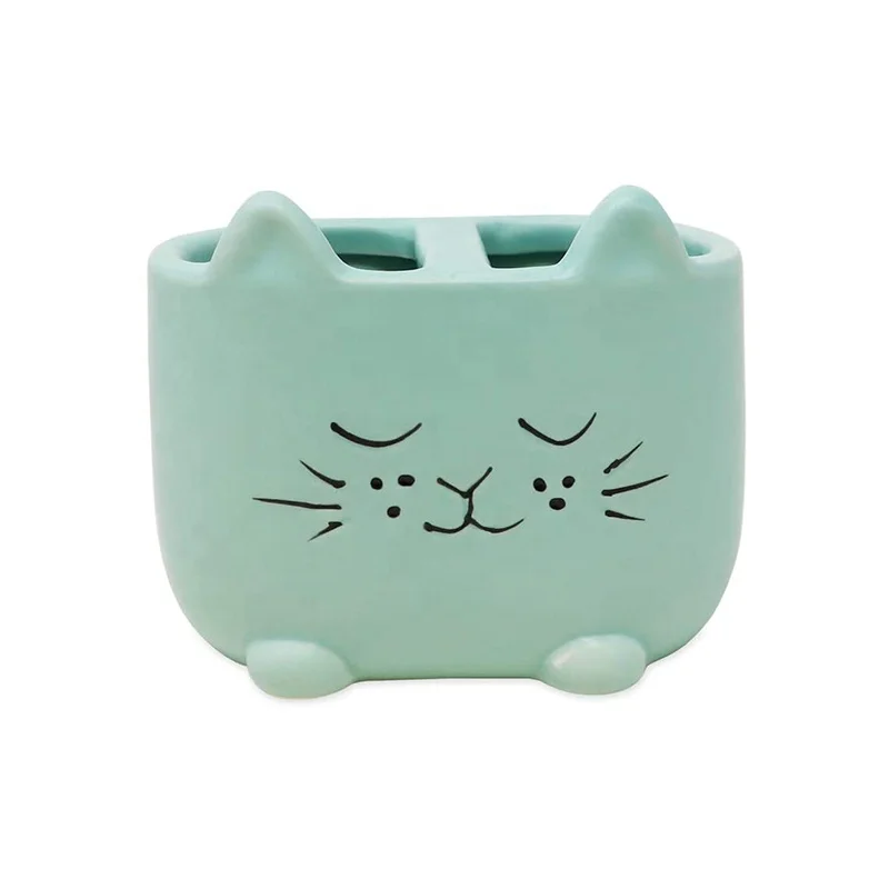 
Lovely Cat Ceramic Multifunction Tooth Brush Holder Make Up Brush Holder Organizer 