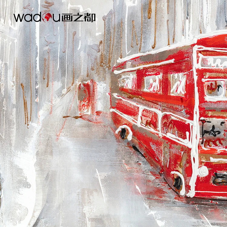 90*90cm Abstract 100% Hand Painted City Landscape Cross Wall Painting Abstract Art For Home Decor