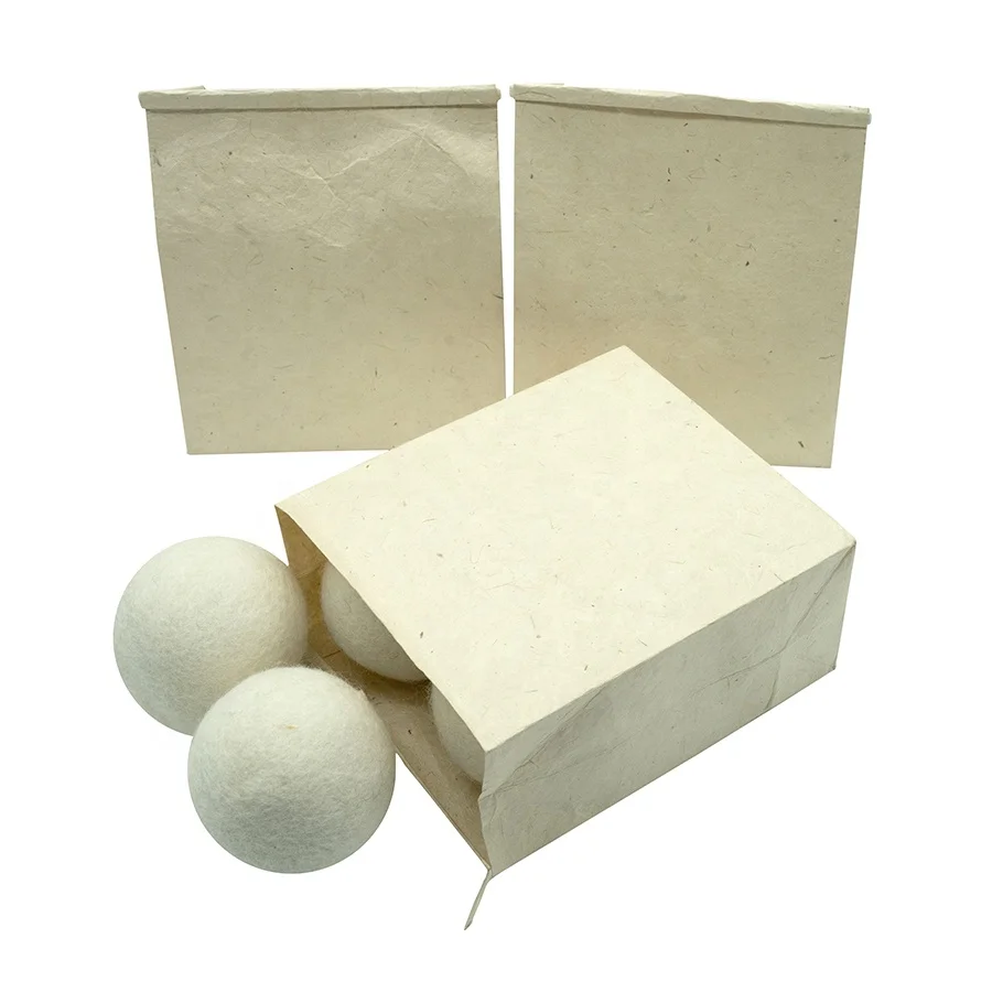 4 XL size New Zealand merino wool felted dryer+balls-100% handmade in Nepal-packed into the 100% Handmade Lokta paper bags