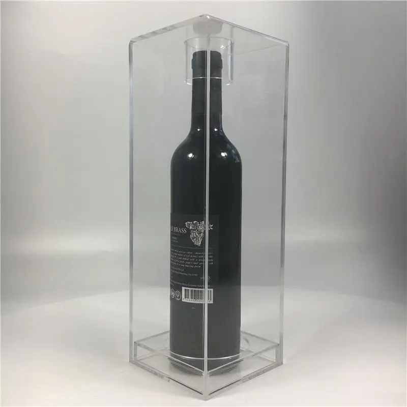 Оптовая продажа с завода акриловый чехол для бутылки вина защитный магнитной крышкой прозрачные коробки