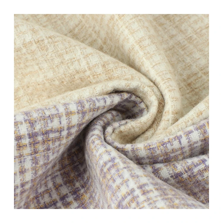 New Design 100% polyester tweed yarn dyed Heavyweight Fabric wool for Shacket Women Jacket