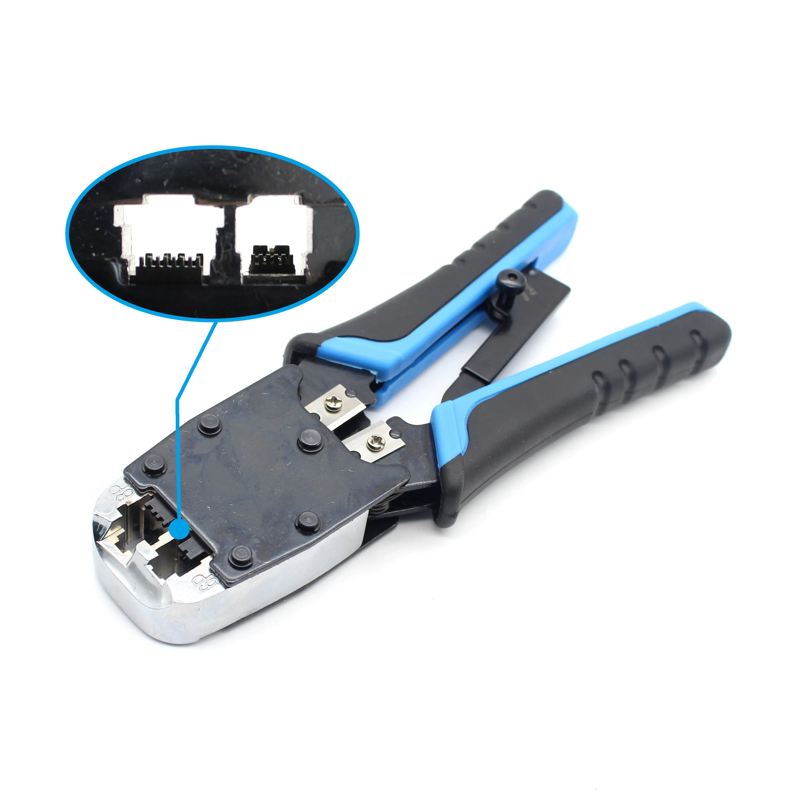 Синий и черный углеродистая сталь Rj45 Rj11 (8p 8c/6p 6c/6p4c) Кабельные плоскогубцы Электрический ручной обжимной инструмент