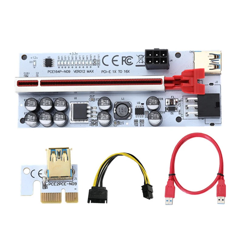 Newest 6pin PCI-E 1x to 16x Card Extender PCI Express Adapter USB 3.0 Riser