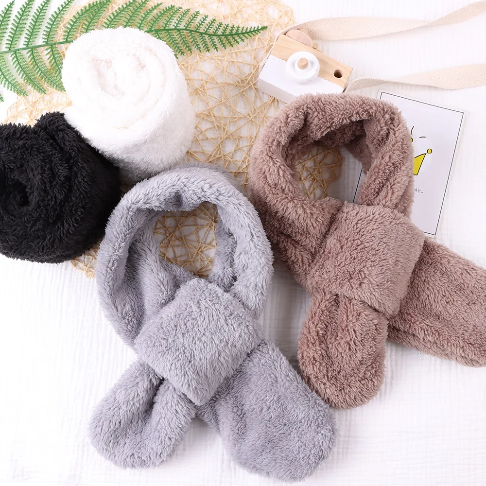 Kids Winter Scarf Thick Velvet Toddler Boys Girls Warmer Warm Neck Fleece Scarf Custom Logo