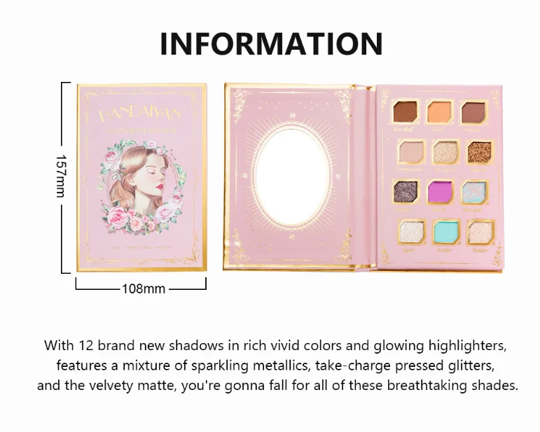 Makeup Wholesale 12 Colors Long Lasting Vegan Makeup Matte Shimmer High pigment New Arrival Customizable Eyeshadow Palette
