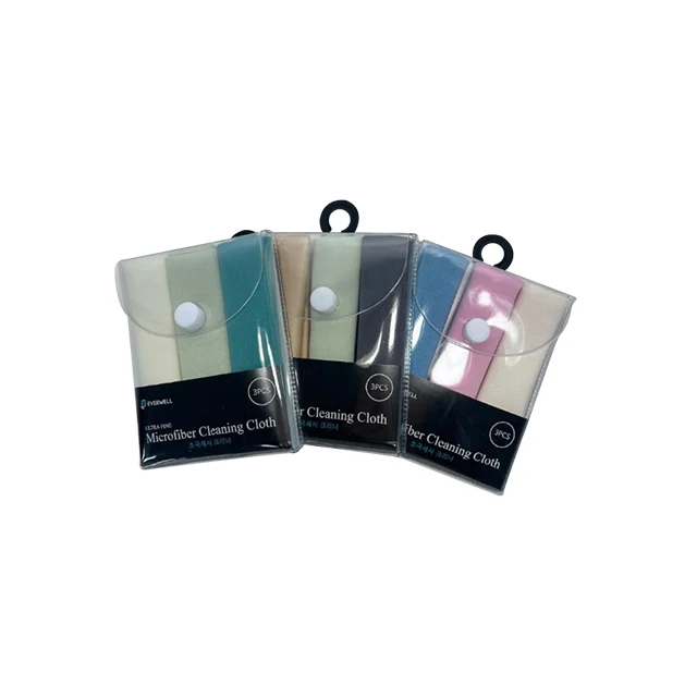 [KYCLOTH]  PVC/ Rigid Plastic 2 types Package Gift Microfiber cloth Microfiber Optical Cleaning Cloth 3pack