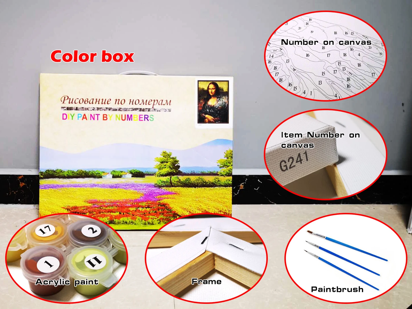 
GX7672 new hot handmade for kids and adults easy to do landscape photo paint by number canvas with wooden frame 