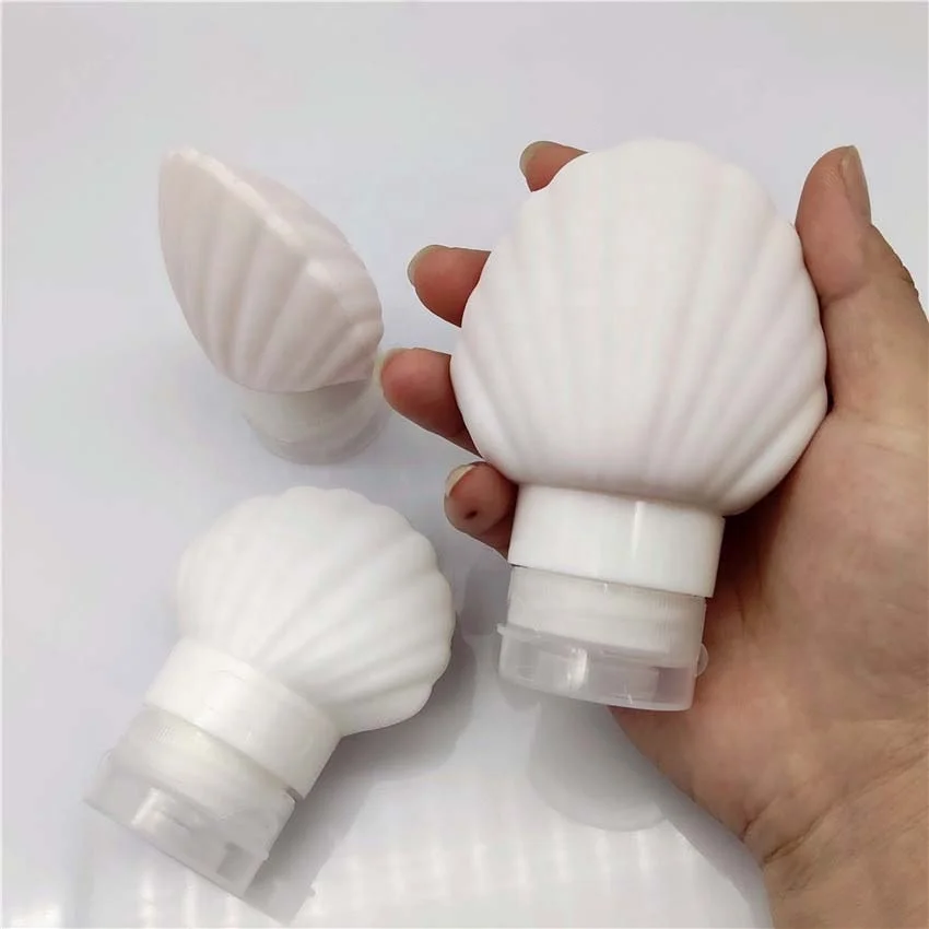 Cartoon 48ml shell-shaped emulsion leakproof silicone travel bottle factory direct