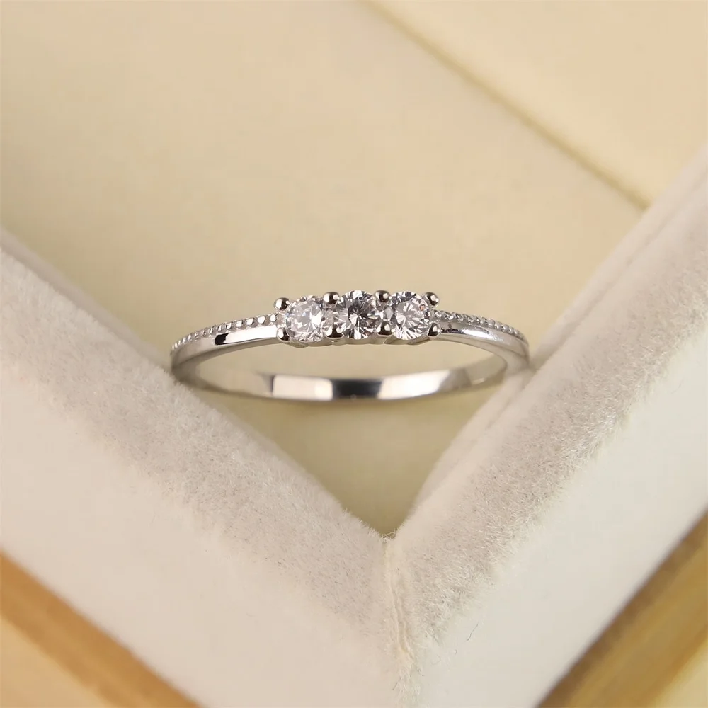 Модные ювелирные изделия Япония и Южная Корея желаю S925 серебро три сандалии с натуральным лицевым покрытием циркония кольцо с бриллиантом простой и элегантный женский обручальное кольцо