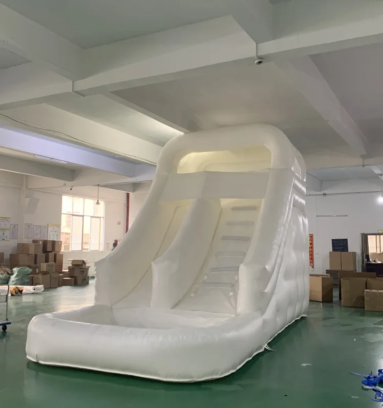 Fun pink White Custom PVC Slide with air Blower Kids Adult Jumping Castle Inflatable Water Slide for Party Water Play Rental