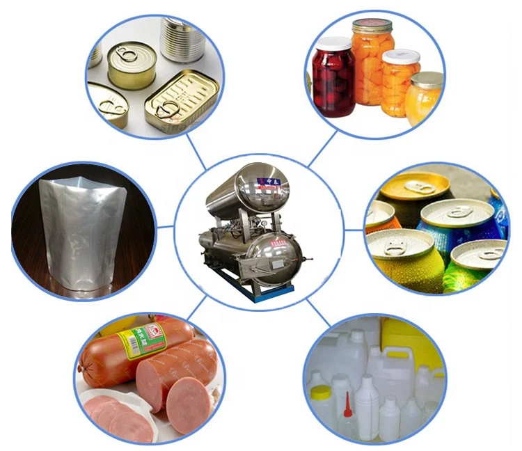 horizontal food sterilizer commercial Jars Cans meat vegetable Food Industry autoclave sterilization machine