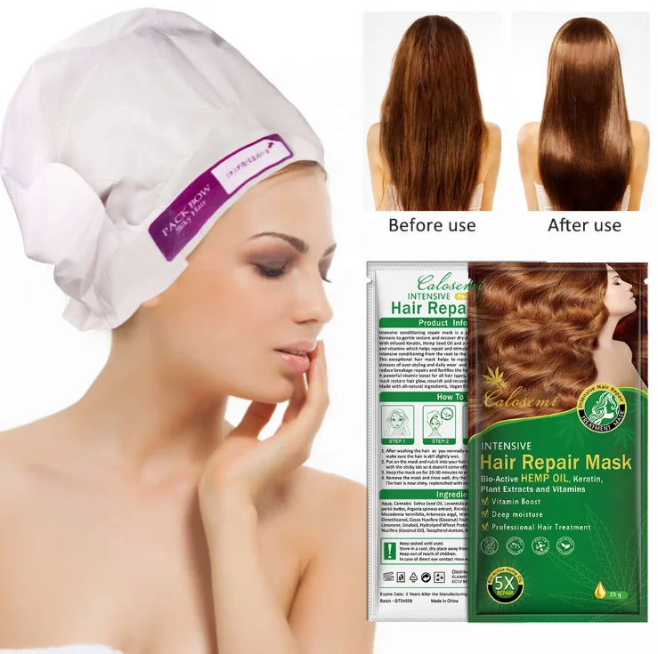 OEM cosmetic factory sales private label natural organic hair care product professional hair treatment hemp oil hair repair mask