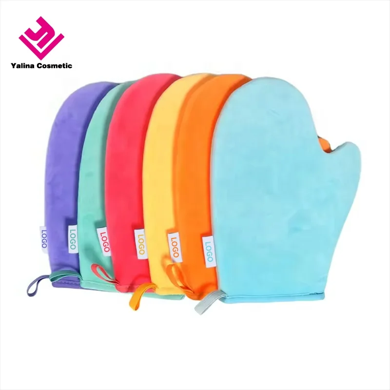 Waterproof Self Tanner Applicator Mitt Sunless Velvet Tanning Mitt With Thumb With Elastic Wristband