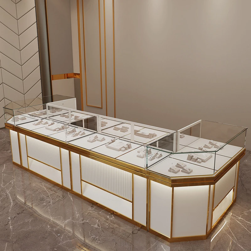 Custom LOGO Jewelry Cabinet Luxury Shop Ring Bracelet Watch Bangle Display Showcase Jewelry Store Counter